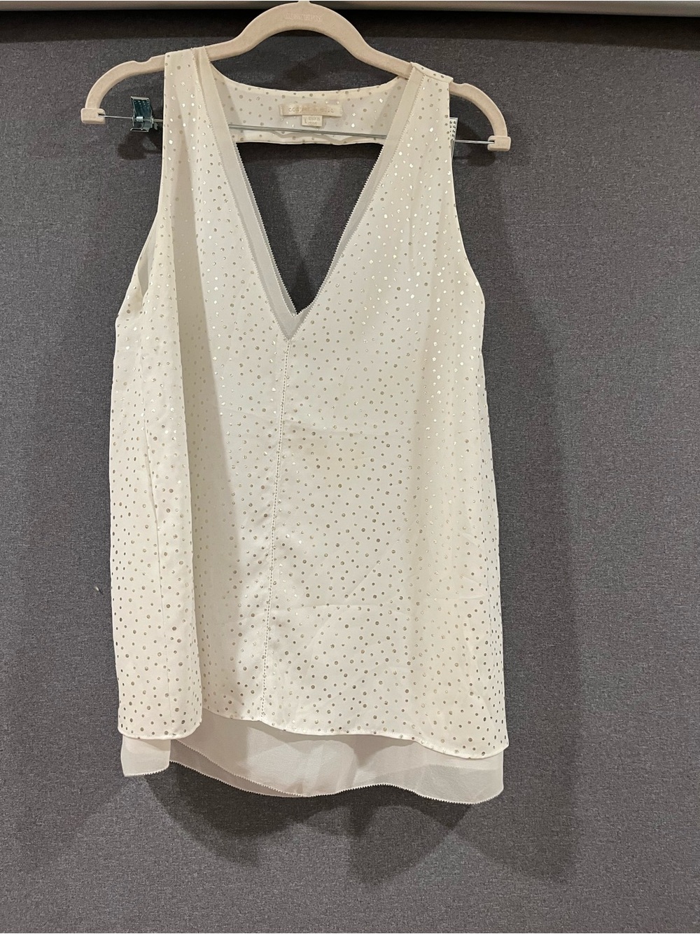 Cooper & Ella Sleeveless V-Neck Embellished Cream Dress